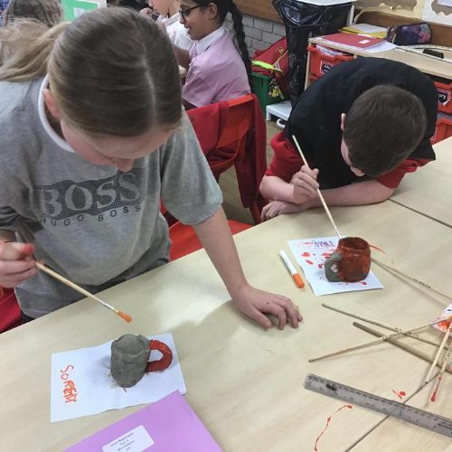 Making our Mayan pots