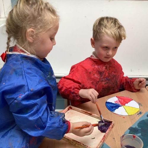 We have learnt about primary and secondary colours, creating our own colour wheels.