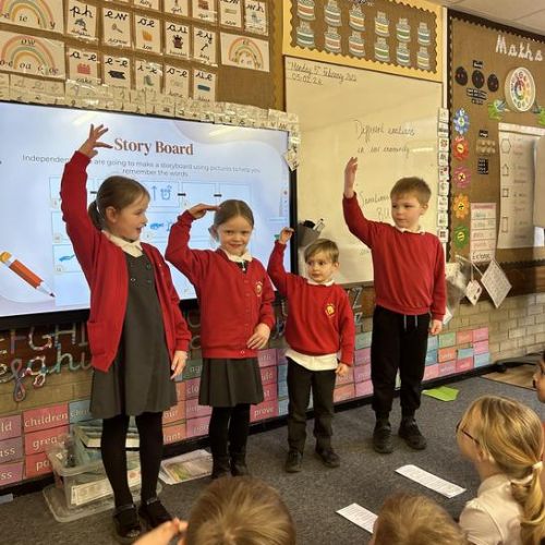 We worked in groups to create actions for ‘I’m walking with my Iguana’ by Brian Moses.